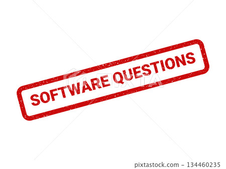 Grunge effect vector stamp displaying the phrase Software Questions for support queries or customer service communication Grunge effect vector stamp displaying the phrase Software Questions for support queries or customer service communication 134460235