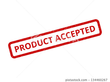 Grunge red rubber stamp impression clearly indicating Product Accepted for quality control and delivery Grunge red rubber stamp impression clearly indicating Product Accepted for quality control and delivery 134460267