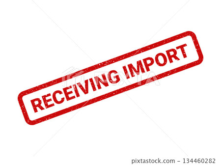 Grunge red rubber stamp with RECEIVING IMPORT text, indicating inbound international shipments and customs processing Grunge red rubber stamp with RECEIVING IMPORT text, indicating inbound international shipments and customs processing 134460282