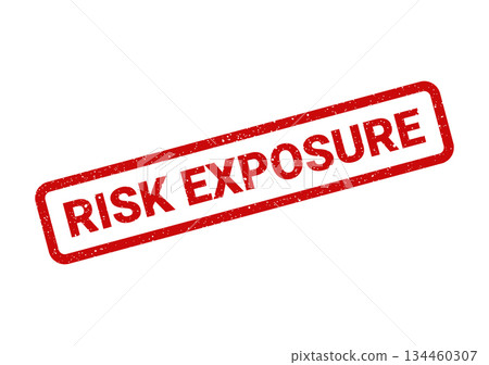 Grunge rubber stamp illustration with RISK EXPOSURE text for financial and operational vulnerability indicators 134460307