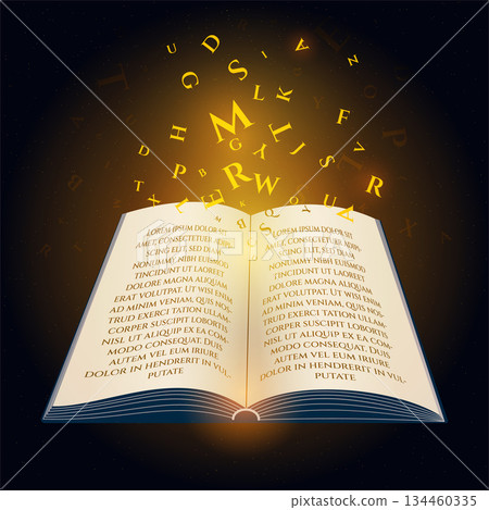 open magic book with 134460335