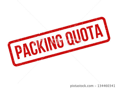 Grunge rubber stamp with bold PACKING QUOTA text, ideal for logistics or warehouse management visuals 134460341