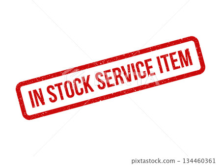 Grunge style red rectangle stamp design conveying a service item is currently available for operational use 134460361