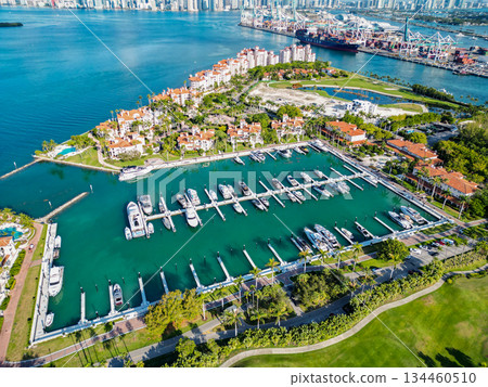 Miami, Florida, USA - June 07, 2024: Marina in Miami Beach, Florida USA. Yacht boat docked on sea Biscayne bay. Downtown Miami Marina with luxury yacht boat. Summer vacation. Luxurious yacht marina Miami, Florida, USA - June 07, 2024: Marina in Miami Beach, Florida USA. Yacht boat docked on sea Biscayne bay. Downtown Miami Marina with luxury yacht boat. Summer vacation. Luxurious yacht marina 134460510