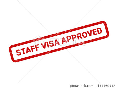 Grunge textured rectangular stamp with bold uppercase text STAFF VISA APPROVED indicating official confirmation for employment related travel documents Grunge textured rectangular stamp with bold uppercase text STAFF VISA APPROVED indicating official confirmation for employment related travel documents 134460542