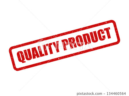 Grunge textured red rubber stamp displaying QUALITY PRODUCT on a certificate or label Grunge textured red rubber stamp displaying QUALITY PRODUCT on a certificate or label 134460564