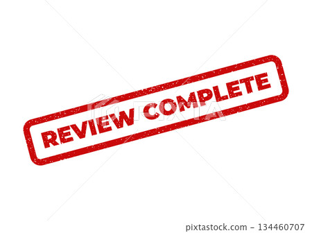 Grunge textured rubber stamp mark displays REVIEW COMPLETE text signifying finalization of a task Grunge textured rubber stamp mark displays REVIEW COMPLETE text signifying finalization of a task 134460707