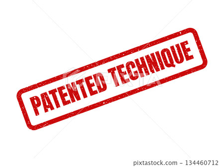 Grunge textured rubber stamp mark with the words Patented Technique prominently displayed for intellectual property concepts Grunge textured rubber stamp mark with the words Patented Technique prominently displayed for intellectual property concepts 134460712