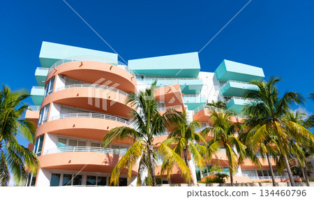 Ocean drive. Miami South Beach in Ocean Drive Florida. Art Deco building architecture. Architectural building. Art deco historic district. Modern building of Miami beach, Florida. Art Deco Weekend Ocean drive. Miami South Beach in Ocean Drive Florida. Art Deco building architecture. Architectural building. Art deco historic district. Modern building of Miami beach, Florida. Art Deco Weekend 134460796