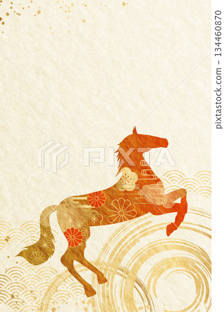 2026年年新年賀卡，日式圖案，日式紙張背景，直式版 134460870