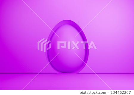 Purple 3D Easter egg on minimalist podium background. Purple 3D Easter egg on minimalist podium background. 134462267