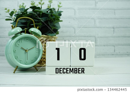 Wooden Calendar Showing the Date of December 10th. Day 10 of December Month Wooden Calendar Showing the Date of December 10th. Day 10 of December Month 134462445