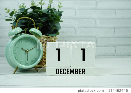Wooden Calendar Showing the Date of December 11th. Day 11 of December Month Wooden Calendar Showing the Date of December 11th. Day 11 of December Month 134462446
