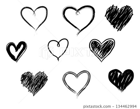 Set of Hand Drawn Heart Shapes 134462994