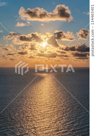Beautiful pink and orange sunrise over the sea. 134465401