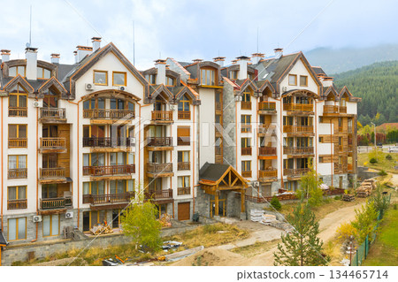 Bansko, Bulgaria houses and Pirin mountains Bansko, Bulgaria houses and Pirin mountains 134465714