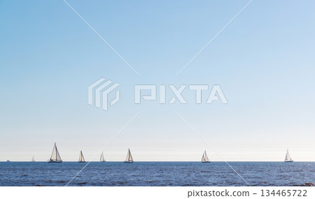 Sailboats on the horizon near Los Angeles on a sunny day Sailboats on the horizon near Los Angeles on a sunny day 134465722