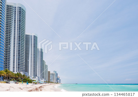 Modern skyline of Miami with towering skyscrapers, tropical vibe, and waterfront views Modern skyline of Miami with towering skyscrapers, tropical vibe, and waterfront views 134465817
