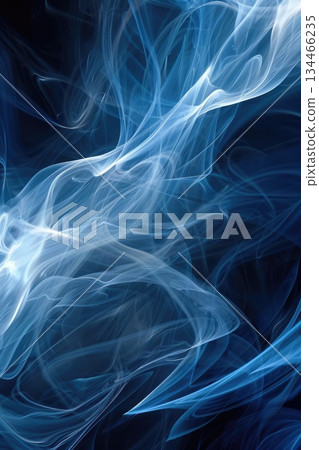 Graceful abstract smoke in blue, black, and white representing Estonian flag. A modern background for Independence Day, vertical banner, copy space, free space for text 134466235