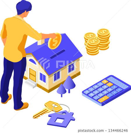 Sale Purchase Rent Mortgage House Isometric 134466246