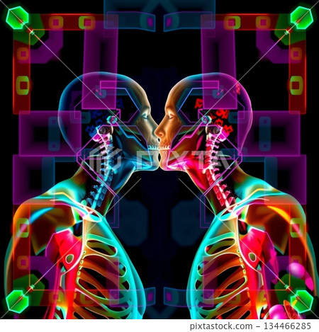 Vibrant Anatomical Figures Meeting 134466285