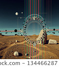 Futuristic Desert and Geometric Art 134466287