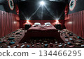 Surreal Red Bedroom with Rocks 134466295