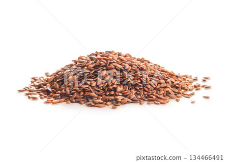 Linseed or flaxseed. Healthy flax seed isolated on white background. Linseed or flaxseed. Healthy flax seed isolated on white background. 134466491