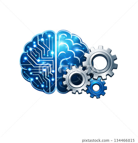 AI brain gear illustration artificial intelligence automation technology material 134466815