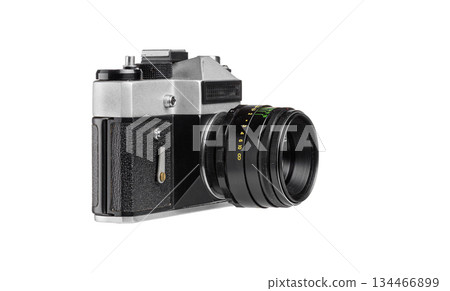 Classic vintage photo camera for creative projects isolated on white Classic vintage photo camera for creative projects isolated on white 134466899