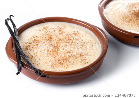 Creamy homemade Spanish custard served in a bowl Creamy homemade Spanish custard served in a bowl 134467075