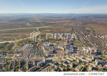 Aerial view of Ivano-Frankivsk city, Ukraine. Aerial view of Ivano-Frankivsk city, Ukraine. 134467267