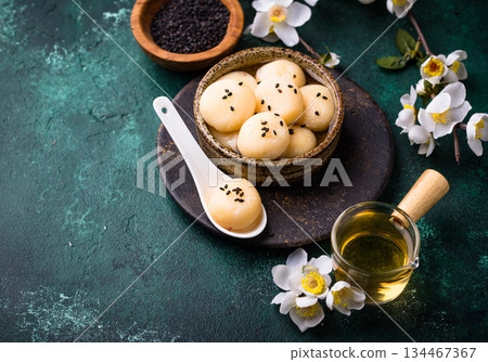 Tang yuan rice dumpling balls for Chinese lunar New year celebration 134467367