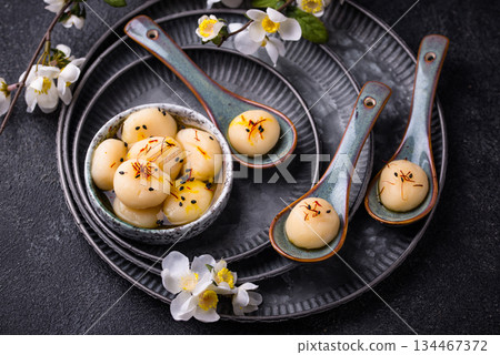 Tang yuan rice dumpling balls for Chinese lunar New year celebration 134467372