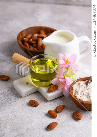 Almond alternative milk, oil and flour Almond alternative milk, oil and flour 134467374