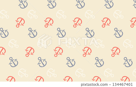 A canvas-like background with rotating red, blue, and white anchor marks in a smooth border pattern 134467401