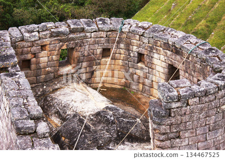 Sundial at Machu Picchu Ruins, Peru, South America 134467525