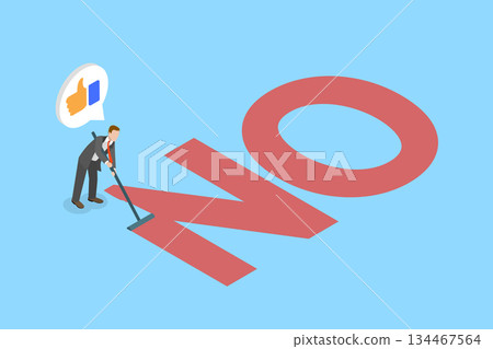 3D Isometric Flat Vector Illustration of Positive Thinking, Optimistic Outlook And Firm Negotiation Stance 3D Isometric Flat Vector Illustration of Positive Thinking, Optimistic Outlook And Firm Negotiation Stance 134467564