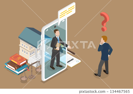 3D Isometric Flat Vector Illustration of Legal Advice Online, Entrepreneur Utilizes Smartphone For Legal Consultation With Lawyer 3D Isometric Flat Vector Illustration of Legal Advice Online, Entrepreneur Utilizes Smartphone For Legal Consultation With Lawyer 134467565