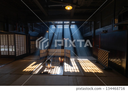 [光束素材] 妻子籠宿脅本陣奧谷的光束，冬季的特色【長野縣】 134468716