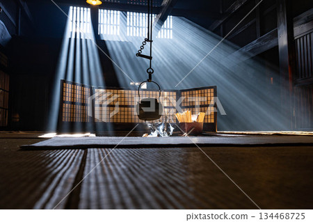 [光束素材] 妻子籠宿脅本陣奧谷的光束，冬季的特色【長野縣】 134468725