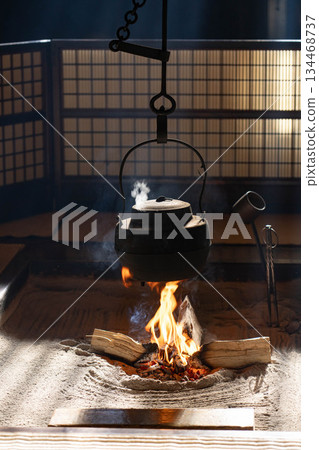 [光束素材] 妻子籠宿脅本陣奧谷的光束，冬季的特色【長野縣】 134468737