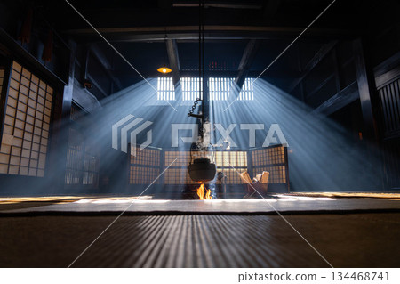 [光束素材] 妻子籠宿脅本陣奧谷的光束，冬季的特色【長野縣】 134468741