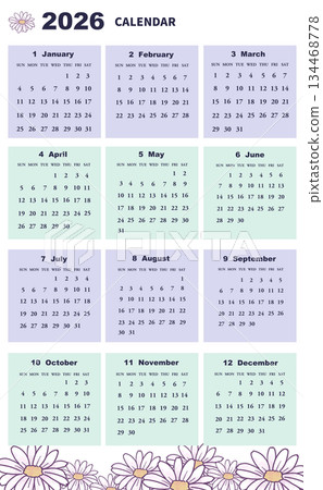 2026 Annual Calendar (Starts on Sunday) 134468778