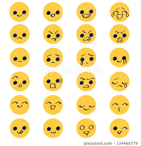 Set of facial icon illustrations with various expressions Set of facial icon illustrations with various expressions 134468779