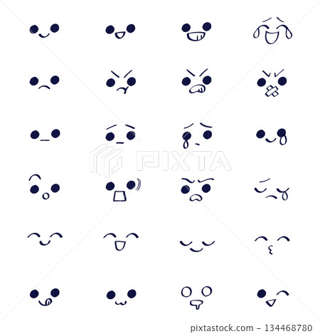 一組具有各種表情的人臉插圖 一組具有各種表情的人臉插圖 134468780
