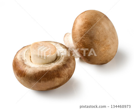 fresh raw mushrooms on white background fresh raw mushrooms on white background 134468973