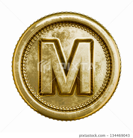 Golden aged coin Letter M 3D 134469043