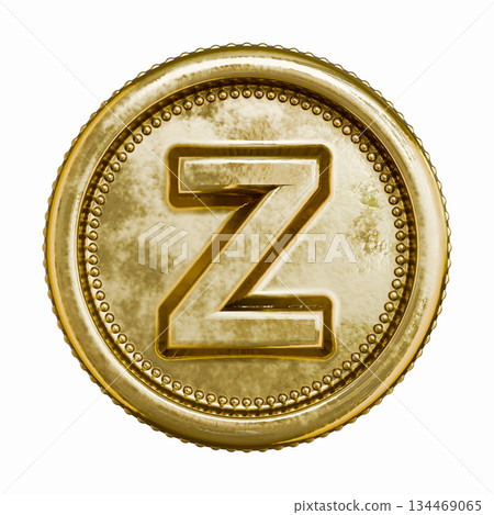 Golden aged coin Letter Z 3D Golden aged coin Letter Z 3D 134469065