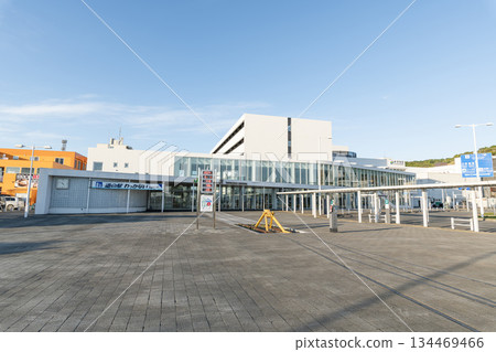 Wakkanai, Hokkaido - Japan's northernmost station, JR Wakkanai Station and Wakkanai Roadside Station on a clear day Wakkanai, Hokkaido - Japan's northernmost station, JR Wakkanai Station and Wakkanai Roadside Station on a clear day 134469466